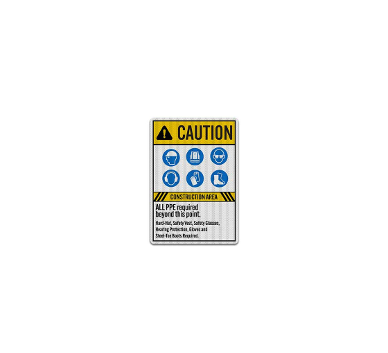 ANSI Construction Area PPE Required Decal (EGR Reflective)