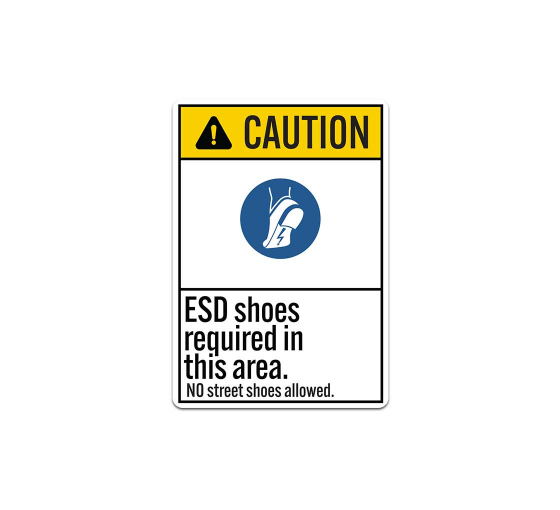 ANSI ESD Shoes Required Decal (Non Reflective)