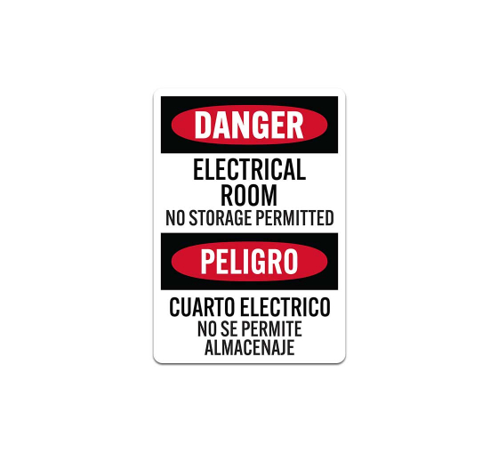 Bilingual OSHA Electrical Room Decal (Non Reflective)
