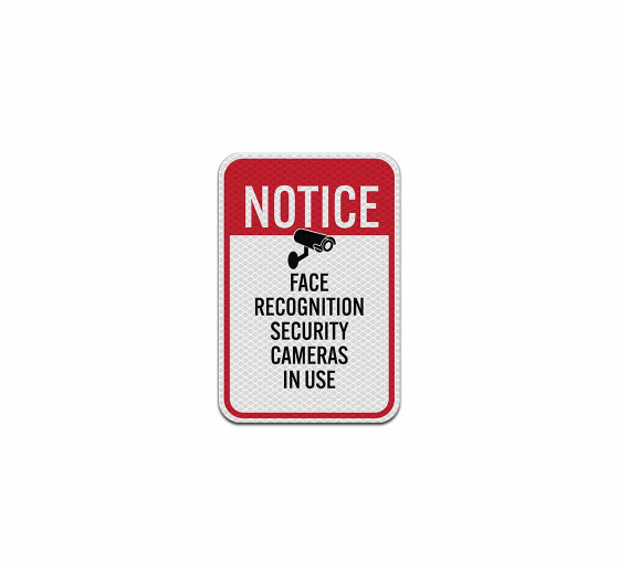 Face Recognition Security Cameras In Use Aluminum Sign (Diamond Reflective)