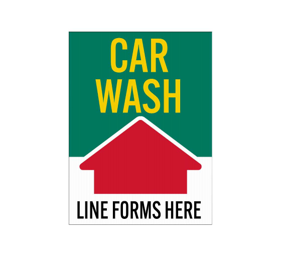 Car Wash, Line Forms Here Corflute Sign (Reflective)