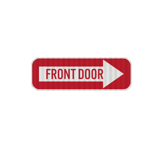 Directional Arrow Front Door Aluminum Sign (EGR Reflective)