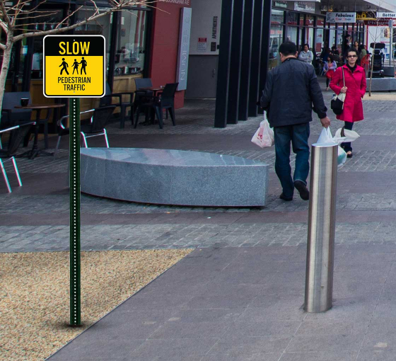Slow Pedestrian Traffic Aluminum Sign (Non Reflective)