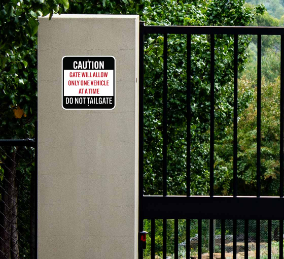 Caution Gate Will Allow Only One Vehicle At A Time Aluminum Sign (Non Reflective)