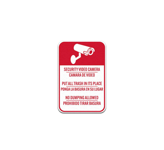 Bilingual Security Video Camera Aluminum Sign (Non Reflective)