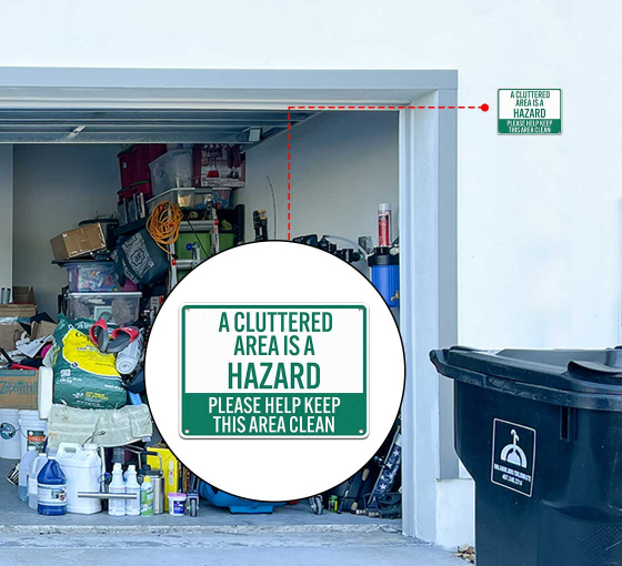 A Cluttered Area Is A Hazard Aluminum Sign (Non Reflective)