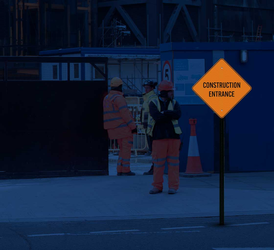 Construction Entrance Aluminum Sign (Diamond Reflective)