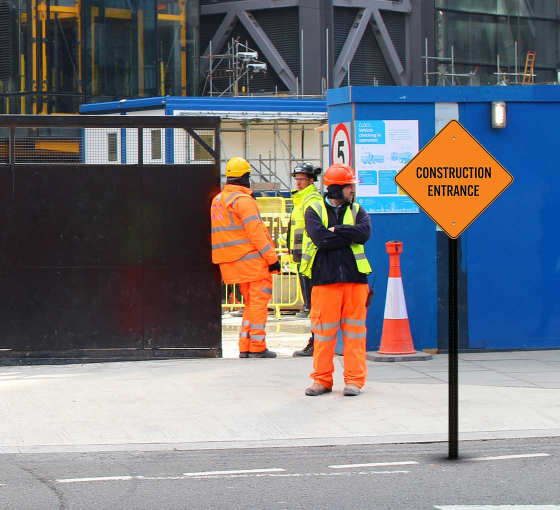 Construction Entrance Aluminum Sign (Non Reflective)