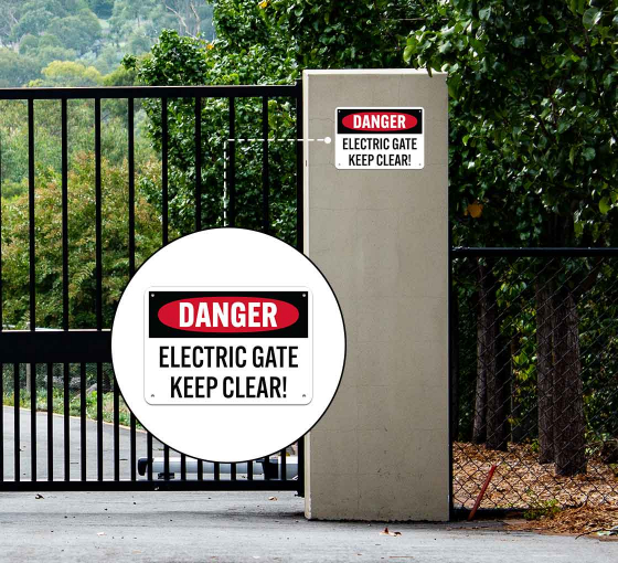 OSHA Electric Gate Keep Clear Aluminum Sign (Non Reflective)