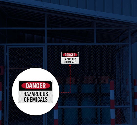 Shop for OSHA Danger Hazardous Chemicals Aluminum Sign (Diamond Reflective) BannerBuzz