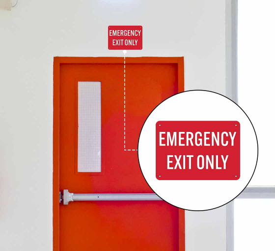 Emergency Exit Only Aluminum Sign (Non Reflective)