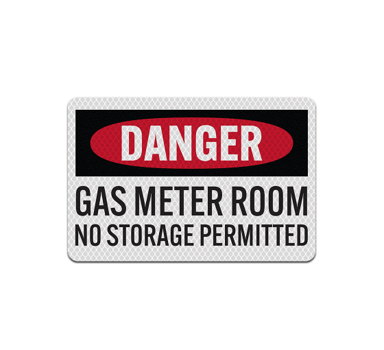 Gas Meter Room, No Storage Permitted Aluminum Sign (Diamond Reflective)