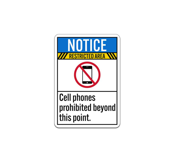 ANSI No Cell Phones Beyond This Point Aluminum Sign (Non Reflective)