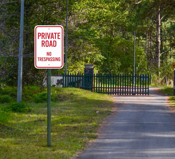 No Trespassing A Private Road Aluminum Sign (Non Reflective)