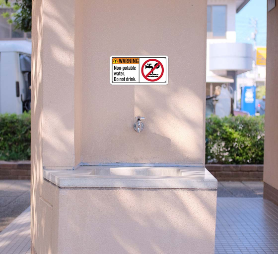 ANSI Non Potable Water Do Not Drink Aluminum Sign (Non Reflective)