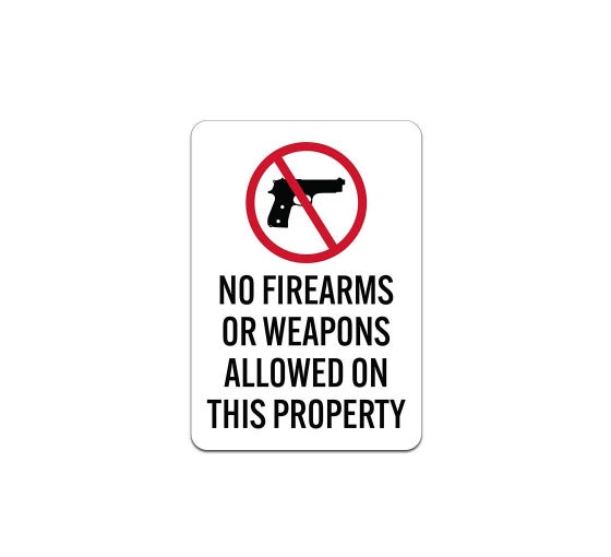 Shop for No Firearms Or Weapons Allowed Aluminum Sign (Non Reflective ...