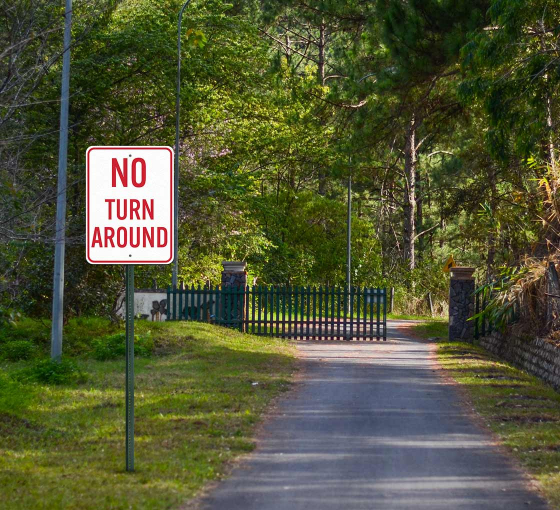 No Turn Around Aluminum Sign (Non Reflective)