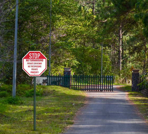 No Turn Around Private Property Aluminum Sign (Non Reflective)