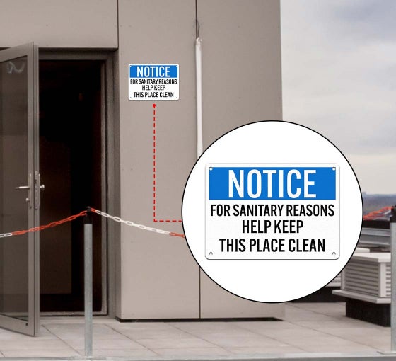 OSHA For Sanitary Reasons Help Keep This Place Clean Aluminum Sign (Non
