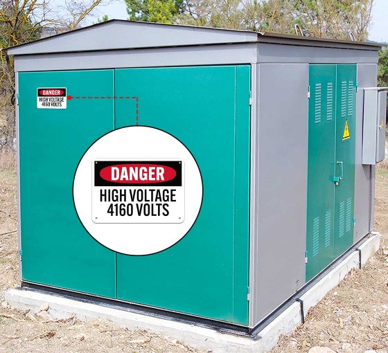 OSHA High Voltage 4160 Volts Aluminum Sign (Non Reflective)