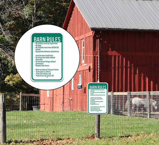 Barn Rules Aluminum Sign (Non Reflective)