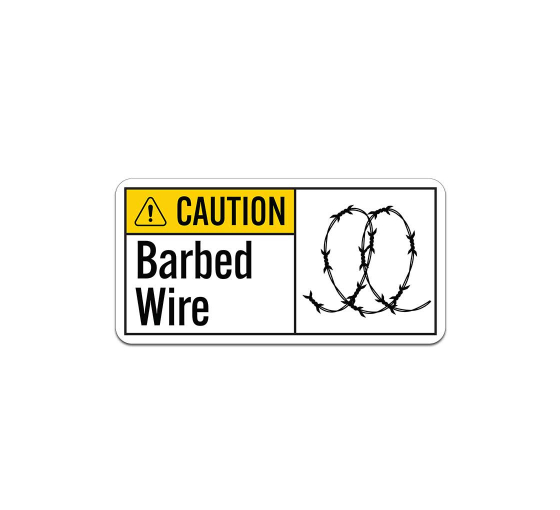 ANSI Caution Barbed Wire Aluminum Sign (Non Reflective)