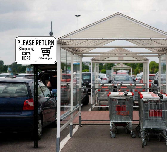 Please Return Shopping Carts Here Aluminum Sign (Non Reflective)