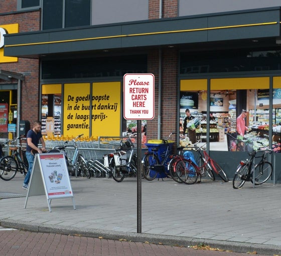 Please Return Carts Here Aluminum Sign (Non Reflective)