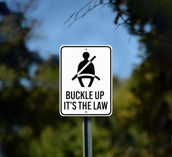 Buckle Up It Is the Law Aluminum Sign (Non Reflective)