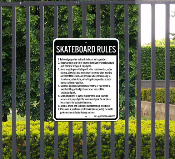 If Involved In A Collision Notify The Skate Park Operator Aluminum Sign (Non Reflective)