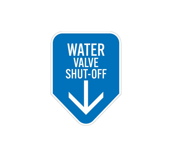 Water Valve Shut Off Aluminum Sign (Non Reflective)