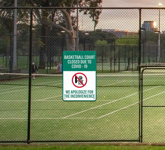 Basketball Court Closed Due To The Outbreak Aluminum Sign (Non Reflective)