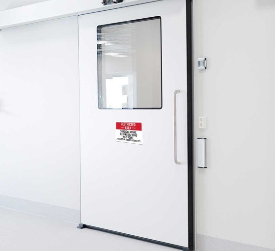 Surgical Attire Required Beyond This Point Aluminum Sign (Non Reflective)