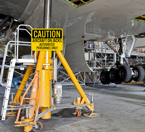 OSHA Aircraft On Jacks Authorized Personnel Only Aluminum Sign (Non Reflective)