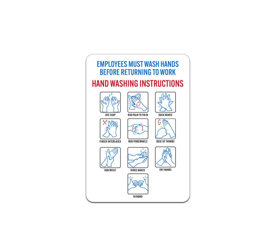 Employees Must Wash Hands Before Returning To Work Aluminum Sign (Non Reflective)