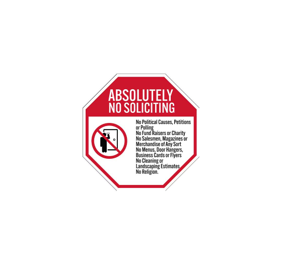 Absolutely No Soliciting Aluminum Sign (Non Reflective)