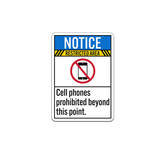 Cell Phones Prohibited Beyond This Point Aluminum Sign (Non Reflective)