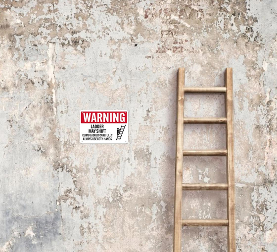 Climb Ladder Carefully Always Use Both Hands Aluminum Sign (Non Reflective)