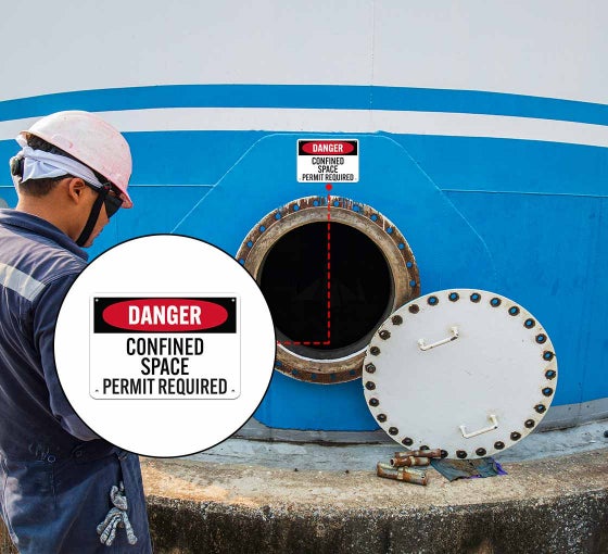 OSHA Confined Space Permit Required Plastic Sign