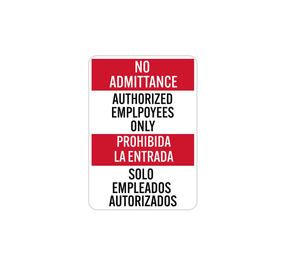 Bilingual Authorized Employees Only Plastic Sign
