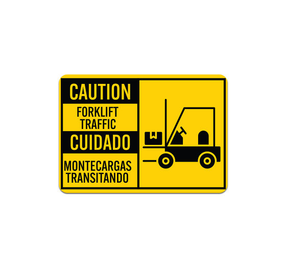Bilingual ANSI Forklift Traffic Plastic Sign