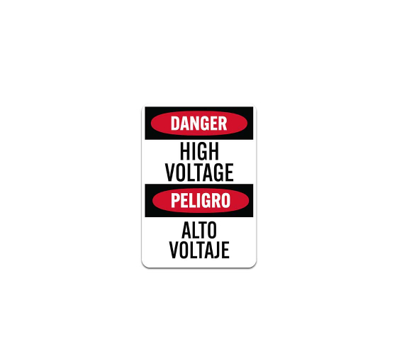Bilingual OSHA High Voltage Plastic Sign