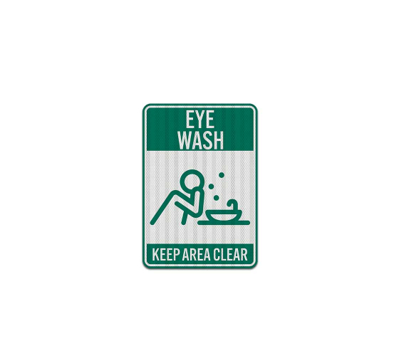 Eyewash Keep Area Clear Aluminum Sign (EGR Reflective)