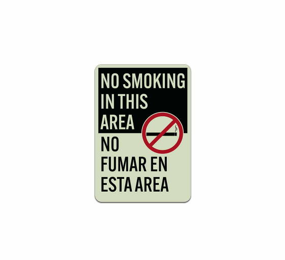 Bilingual No Smoking In This Area Decal (Glow In The Dark)