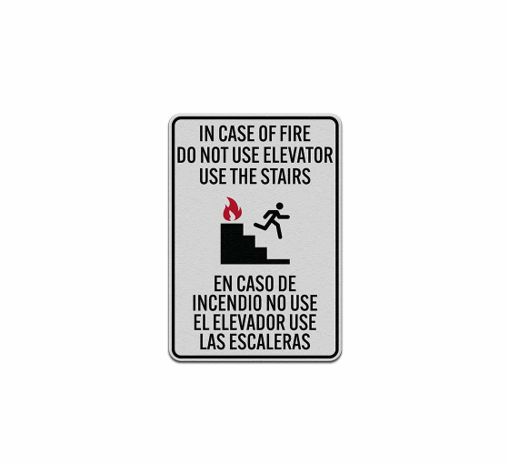 Bilingual Elevator Fire Use Stairs Decal (Reflective)