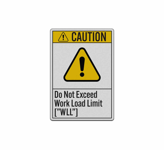 Do Not Exceed Work Load Limit Decal (Reflective)