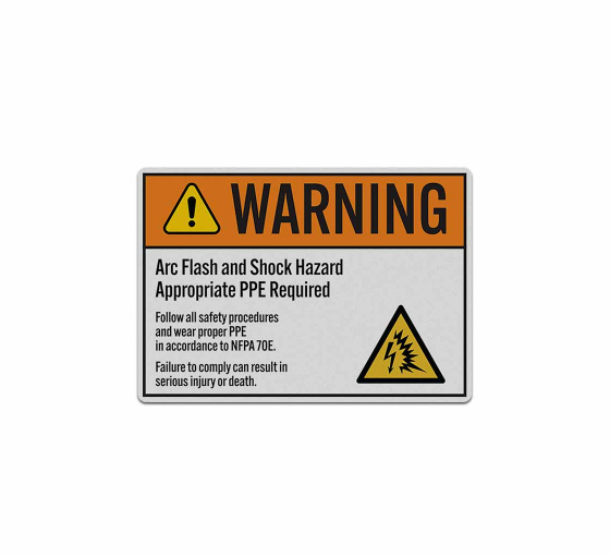 ANSI Warning Arc Flash & Shock Hazard Decal (Reflective)