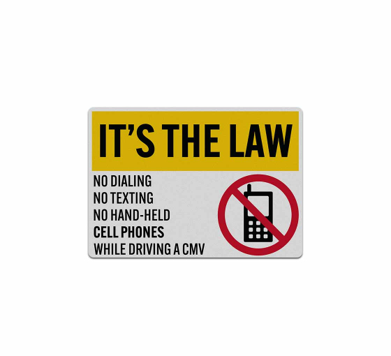 No Dialing No Texting No Hand Held Cell Phones Decal (Reflective)