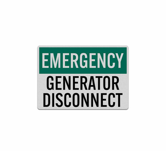 OSHA Emergency Generator Disconnect Decal (Reflective)