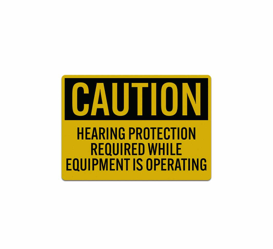 Caution Hearing Protection Required Decal (Reflective)